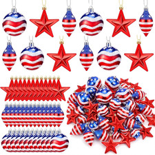 60 Pcs Patriotic Ornaments Hanging 4Th of July Balls Tree Ornaments Red White Bl