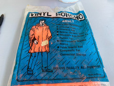 VTG Vinyl Rain Poncho Cape NEW Package Sealed Orange Unisex Adult Adjustable