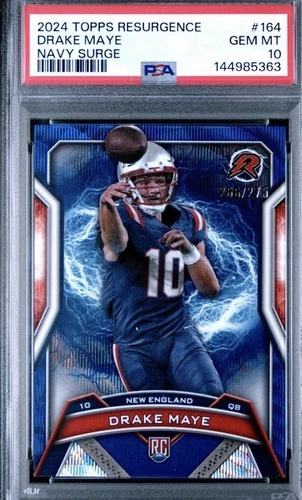 2024 Topps Resurgence Drake Maye Navy Surge /275 Rookie PSA 10 Pop 3 Color Match