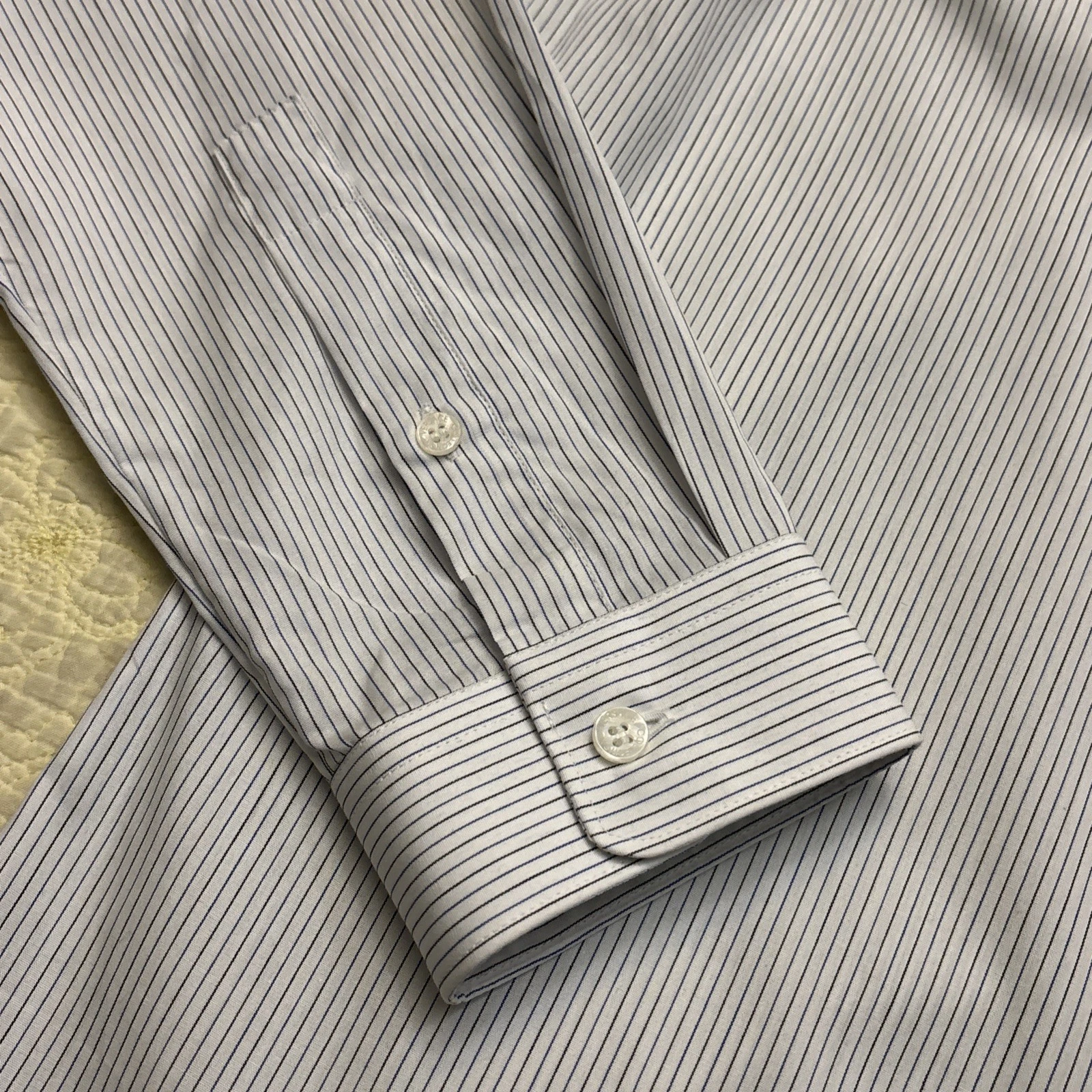 Versace Collection Trend Camicia Uomo Taglia 42 Bianca Righe Bottoni Manica Lunga