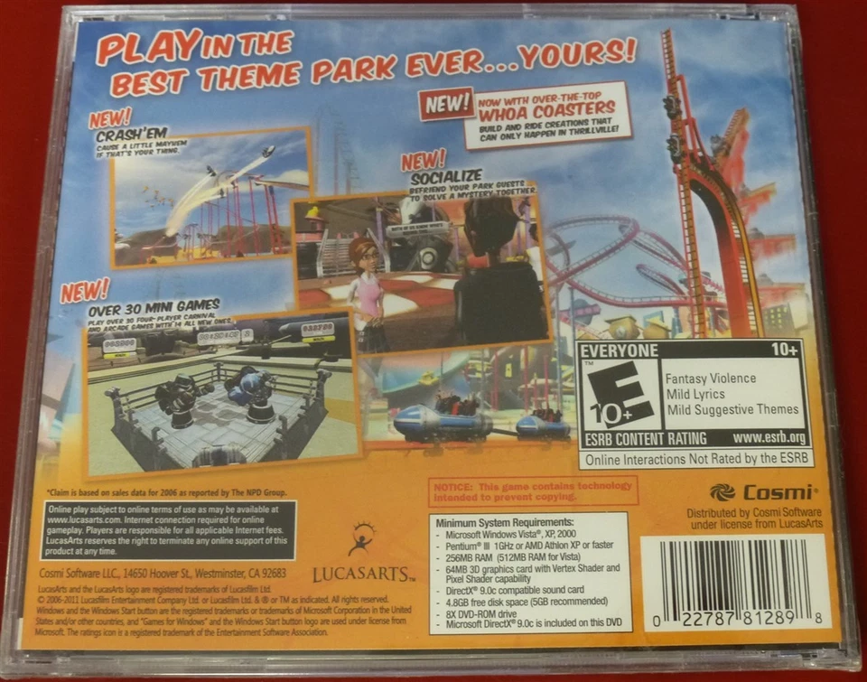 Video Game PC Thrillville Off the Rails Lucasarts NEW SEALED Jewel  - Image 2 of 2