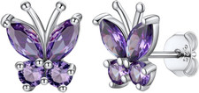 925 Sterling Silver Butterfly Earrings for Women,Butterfly Birthstone Stud Earri
