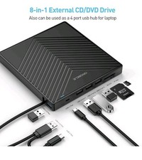 Lettore Masterizzatore DVD/CD Esterno, HUB 8-1 USB 3.0 