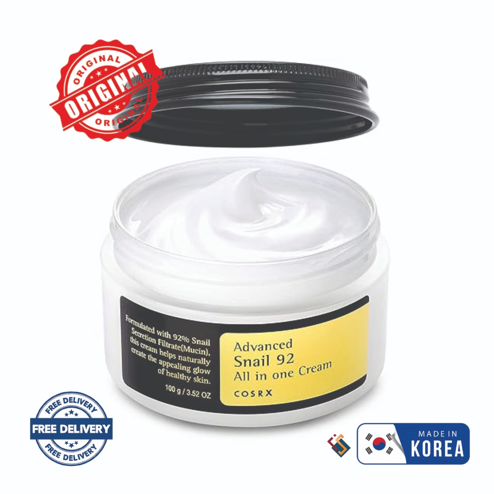 COSRX Advanced Snail 92% All in One Cream | Schneckenschleim Creme mit Hyaluron