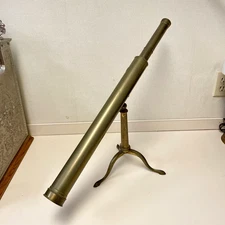 Antique 19th Century Watkins London Brass Tripod Telescope