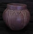 FABULOUS 1914 DATED ARTS & CRAFTS ROOKWOOD POTTERY ROUND VASE DEEP RED PURPLE