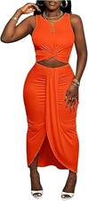 Slim fit twist cut out bodycon dress