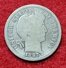 1897 S Silver Barber 10c Dime Good