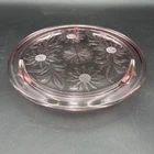 Jeanette Pink Depression Glass Vintage Cake Plate Sunflower 10” Footed