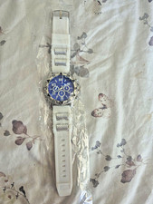 Geneva Sport Quartz Chronograph Wristwatch Blue Dial White Rubber Strap