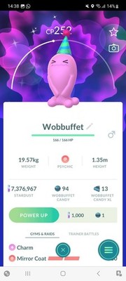 Pokemon Go Shiny Wobbuffet Partyhut 