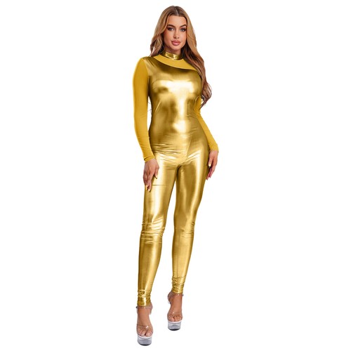 Body donna tuta gioco tuta patchwork pezzo unico abbigliamento sportivo metallizzato adulto - Foto 35 di 54