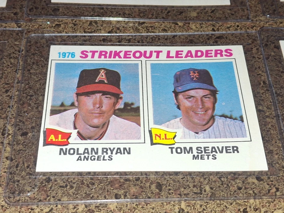 LOTE DE 9 1977 TOPPS BB #6 NOLAN RYAN/TOM SEAVER LÍDERES DE PONCHE Foto 3 de 4