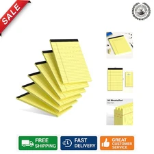 Luxury Yellow Legal Pads 5x8 - Set of 6 College Ruled Notebooks for Writing