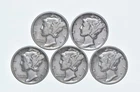 High Grade Lot 1937 1939 1939 1935 1937 Mercury Dime Collection *900