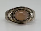 Vtg STERLING SILVER Pale Pink CAT'S EYE Ball Bead Rope RING Sz 7.5