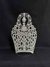 Tiara grande 12" cristal Swarovski estrás concurso corona plata reina disfraz