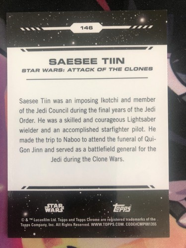 2024 Topps Chrome Star Wars Saesee Tiin Jedi SuperFractor 1/1 #146 - Picture 2 of 2