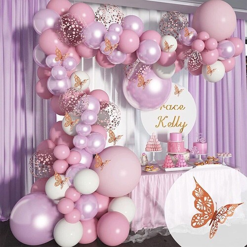 Pink Balloons Garland Wedding Party Birthday Butterfly Decor Balloons Arch Kit