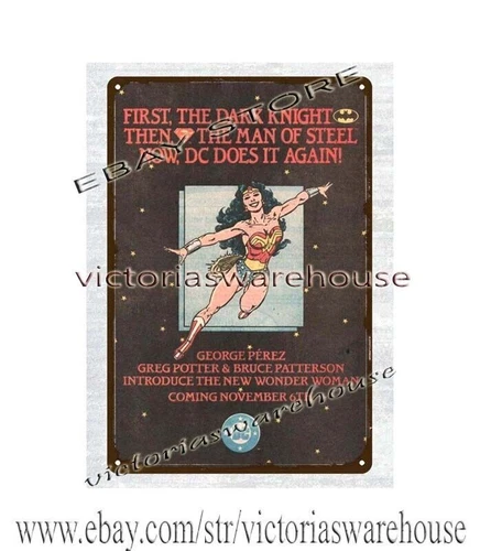 reproduction wall farm houses 1986 Wonder Woman comics Book Ad metal tin sign
