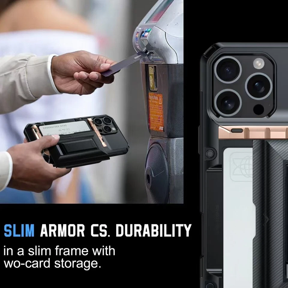 For iPhone 16 15 14 Plus 13 12 11 Pro Max Credit Card Holder Wallet Case Cover - Image 4 of 4