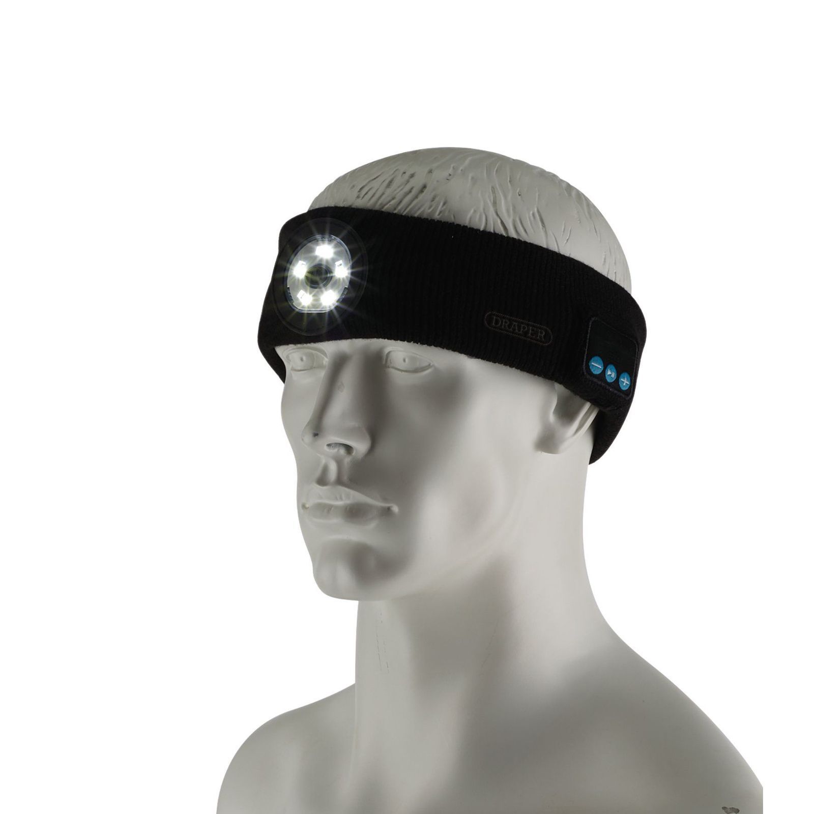 Draper Black 28344 Smart Wireless Rechargeable Headband With Led Head Torch And Usb Charging Cable One Size 1 - Image 3