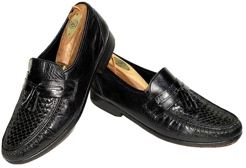 Stafford Black Leather Tassel Slip-On Loafers, 11D STAFFORD Men main image 3