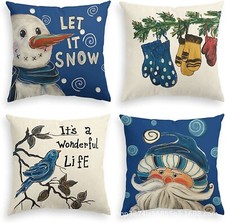 Christmas Throw Pillow Cover Printed Decorative Throw pillow set of 4 18x18