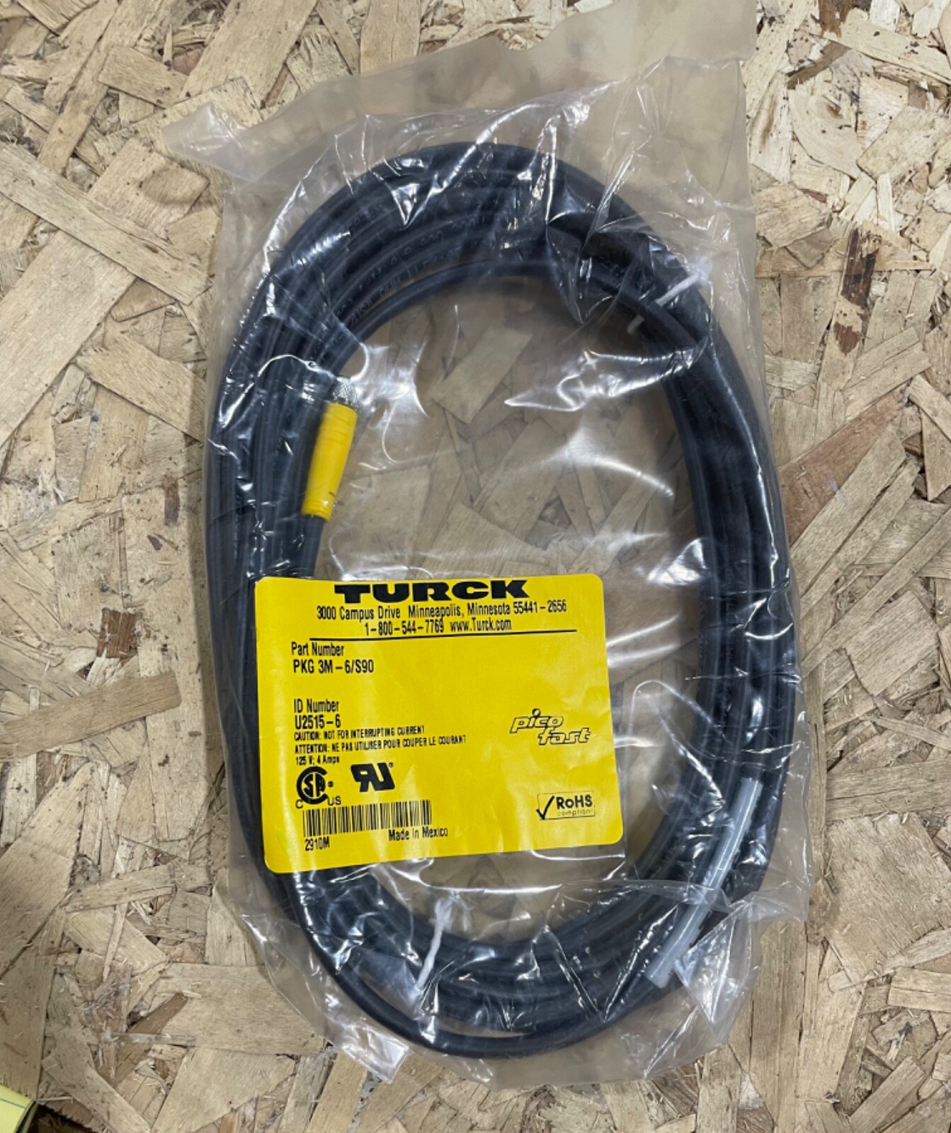 Turck PKG-3M-6/S90 wire In Sealed Bag