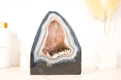 Blau & Weiß Spitze Achat Geode mit zart gestreiftem Achat und Galaxy Druzy 11 Pfund