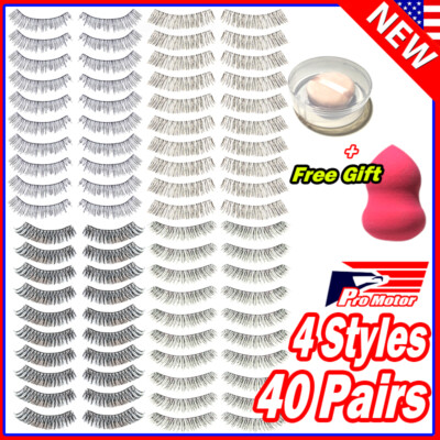 40 Pair Eyelashes 3D Mink Lashes Natural Cross False Eyelash Extensions Bushy