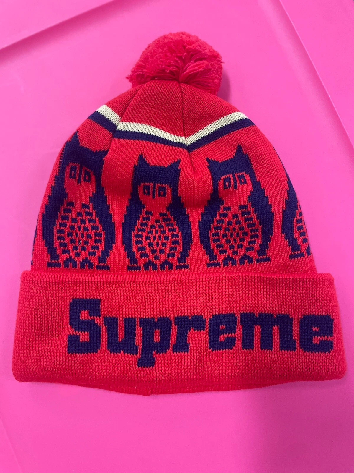 Bonnet rouge Supreme Owls FW11 RARE neuf avec étiquette