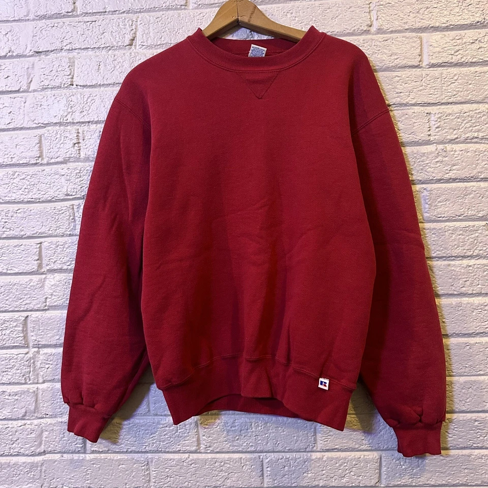 Sudadera en blanco deportiva Russell vintage roja cuello redondo hecha en México adulto M Foto 2 de 4