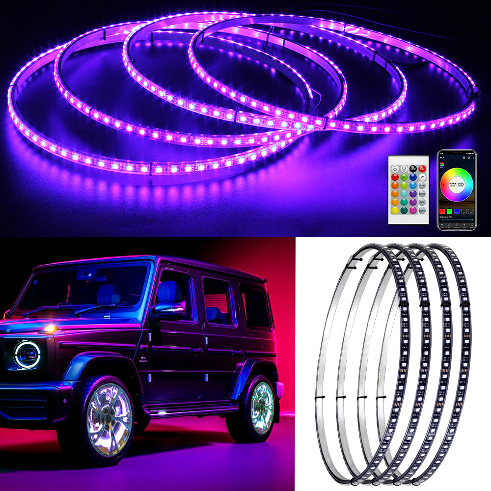 RGB Wheel Lights For Truck 15.5'' LED Rim Lights & Rock Lights Strobe