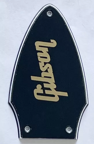 For Gibson Flying V Truss Rod Cover Gold logo Guitar Pickguard,3 Ply Black