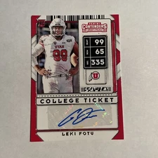 2020 Contenders Draft Leki Fotu RC College Ticket Auto #292 Cardinals Rookie