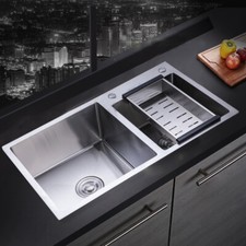 30" Stainless Steel Double Bowl Composite Drop-in Kitchen Sink 2 Bowl Best