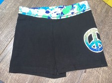 justice sz 14 black splatter paint peace Compression Gymnastics shorts guc