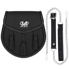 Scottish Leather Sporran with Leather Belt Top Gift for Birthday and Family