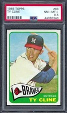 1965 TOPPS #63 TY CLINE Milwaukee Braves sharp/CENTERED New Label PSA 8.5