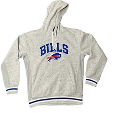NFL Buffalo "Bills" Embroidered Blue and Red Buffalo Gray Hoodie Size Large NWOT