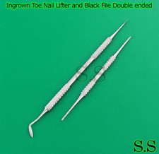Ingrown Toe Nail Lifter and Black File Double ended small/big best tools
