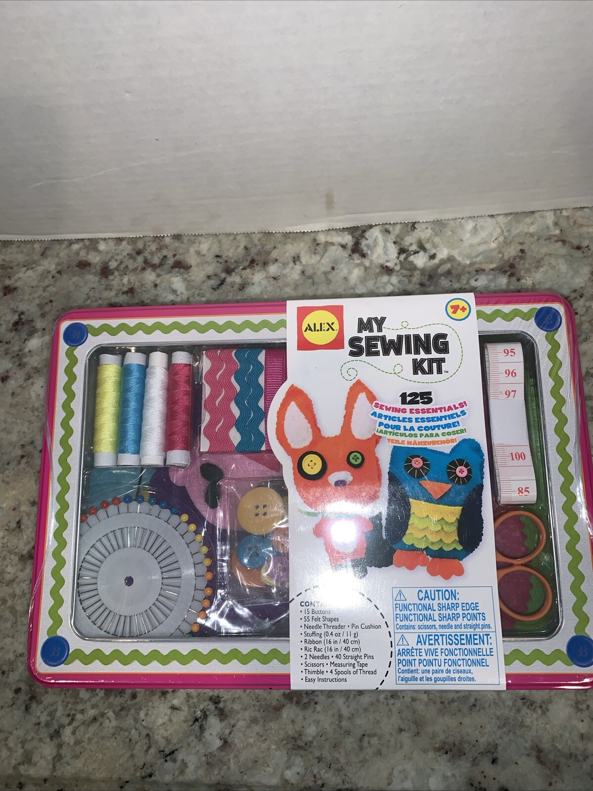 Craft Kids Notions Pins Scissors Thread Box