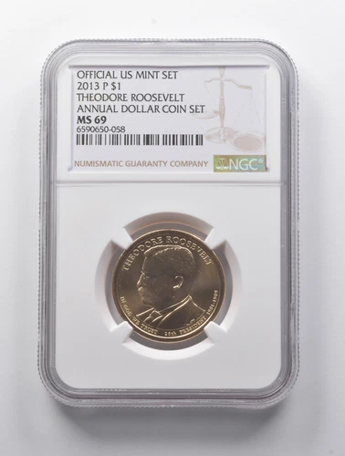 MS69 2013-P Theodore Roosevelt Presidential $1 Annual Dollar Coin Set NGC *9062