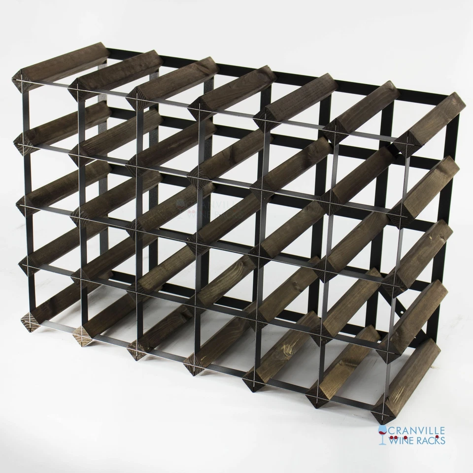 Cranville Vin Rack Rangement 30 Bouteille Chêne Foncé Teinture Bois/Métal Noir - Photo 2/4