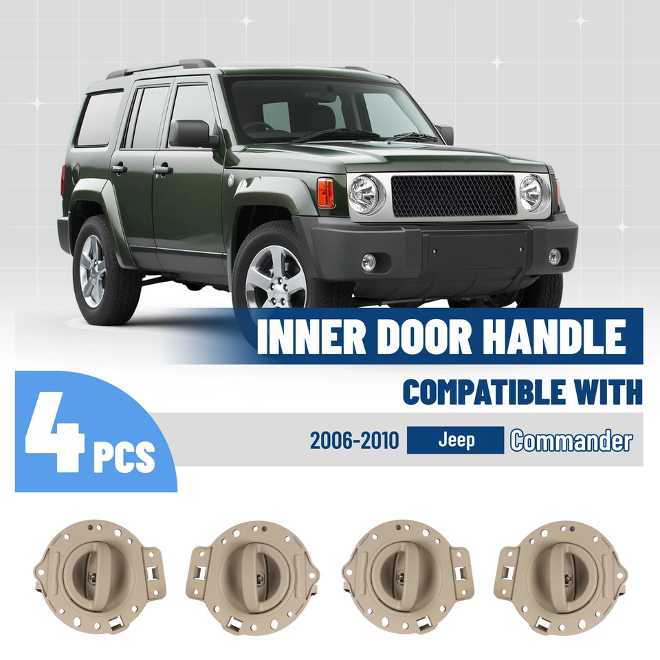 Inner Front Rear Tan Door Handles w/Install Kit 4 For Jeep COMMANDER 2006-2010 - Image 3 of 4