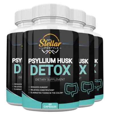 4 Bottles Psyllium Husk Detox by My Stellar Lifestyle - 60 Capsules x4