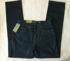 Mens Straight Fit Semi Rigid Jeans Dark Blue With Stretch 30 X 32