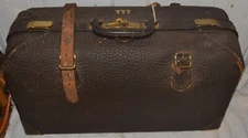 Antique 1926 Leather Milock Suitcase Milwaukee Stamping Co w/ Key Doctors Bag