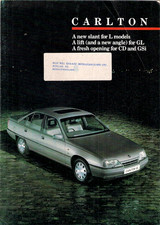 Vauxhall Carlton Specification Improvements 1988 UK Market Foldout Brochure